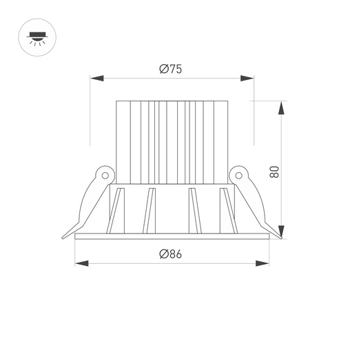 Светильник MS-ATOLL-BUILT-R86-10W Day4000 (BK, 60 deg, 230V) (Arlight, IP54 Металл, 5 лет)