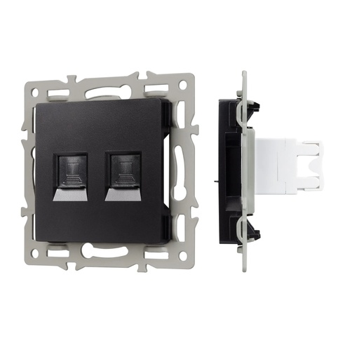 Механизм компьютерной розетки двойной SCT-MPC2-PL-BK (RJ-45, CAT6) (Arlight, -)