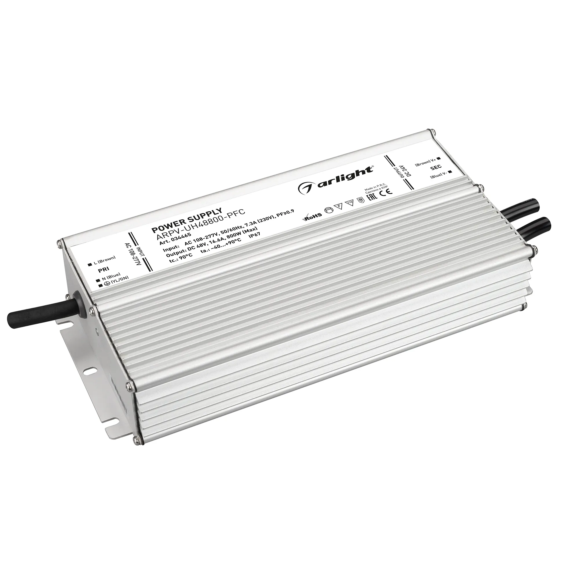 Блок питания ARPV-UH48800-PFC (48V, 16.6A, 800W) (Arlight, IP67 Металл, 7 лет) - изображение товара