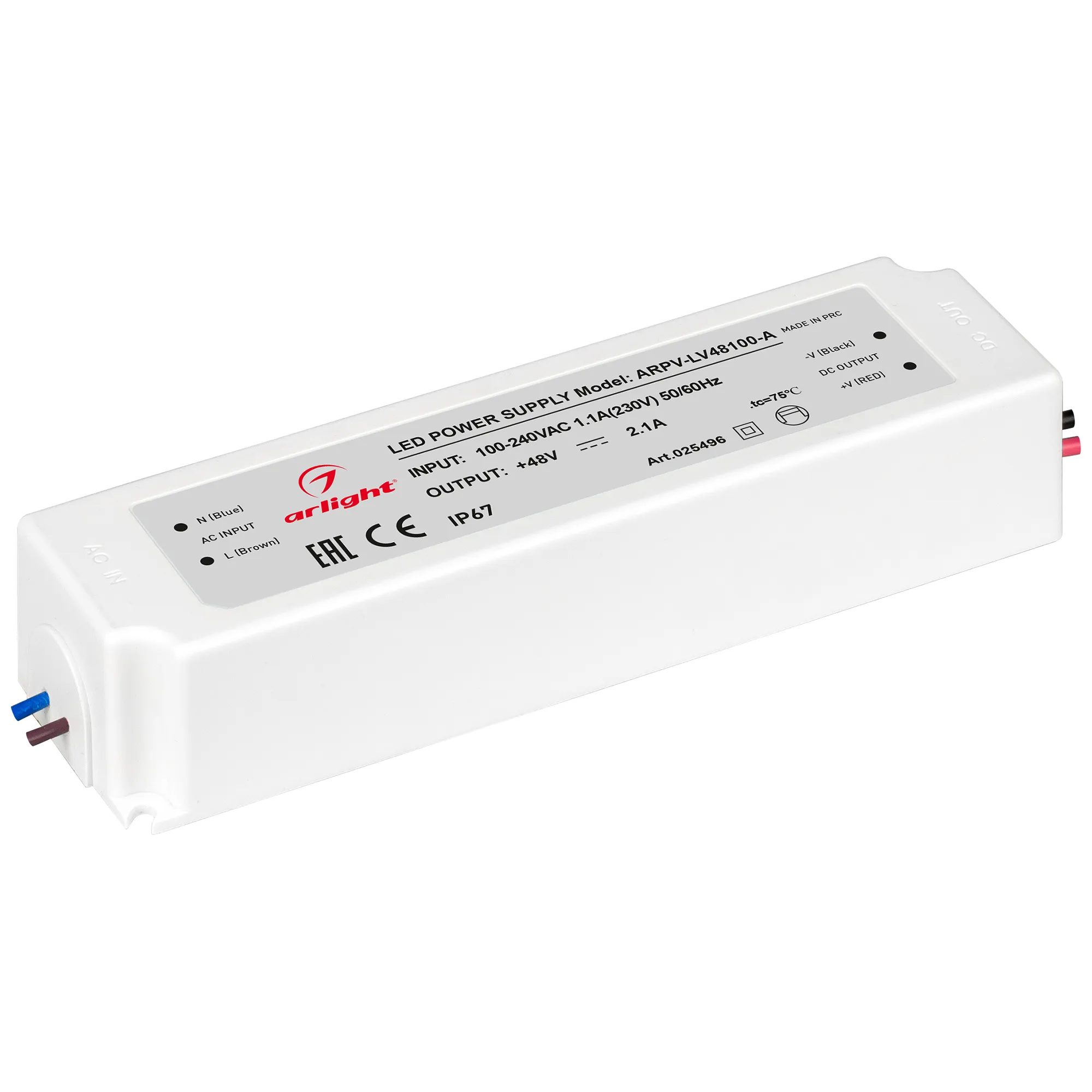 Блок питания ARPV-LV48100-A (48V, 2.1A, 100W) (Arlight, IP67 Пластик, 3 года) - изображение товара